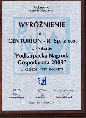Podkarpacja Nagroda Gospodarcza 2009 dla Centurion