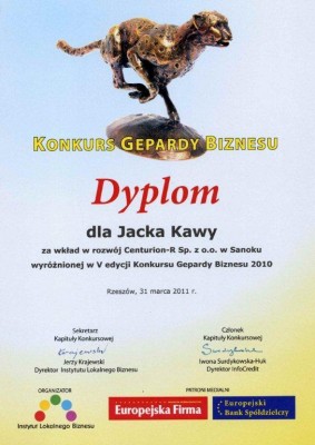 Gepardy Biznesu 2010 dla Prezesa Jacka Kawy